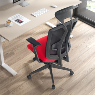 ergonomische bureaustoel rood ridley netstof mesh 3d verstelbare armleuningen lumbale steun hoofdsteun 9