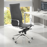 Design bureaustoel Brenton, verchroomd frame, met hoge rugleuning