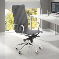 Design bureaustoel Brenton, verchroomd frame, met hoge rugleuning