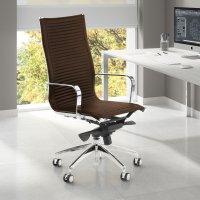 Design bureaustoel Brenton, verchroomd frame, met hoge rugleuning