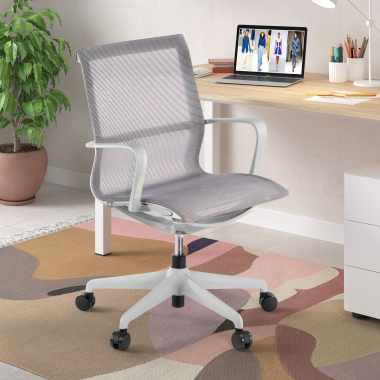 design bureaustoel wit grijs zwarte structuur netstof mesh vaste armleuningen 2