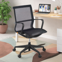Design bureaustoel Fox Black, verstelbare rugleuning, Mesh bekleding