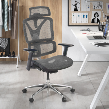 ergonomische bureaustoel grijs focus netstof mesh 3d verstelbare armleuningen lumbale steun 2