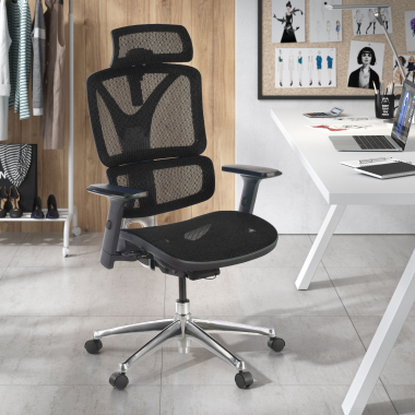 ergonomische bureaustoel zwart focus netstof mesh 3d verstelbare armleuningen lumbale steun 2