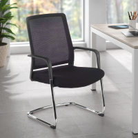 Vergaderstoel Bali, ergonomische rugleuning, sledeframe, Mesh bekleding