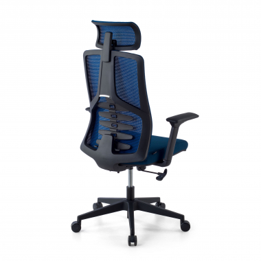 ergonomische bureaustoel blauw quick netstof mesh 3d verstelbare armleuningen lumbale steun hoofdsteun 6