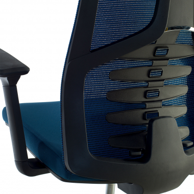 ergonomische bureaustoel blauw quick netstof mesh 3d verstelbare armleuningen lumbale steun hoofdsteun 5