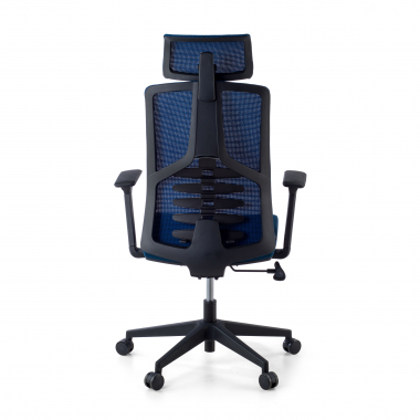 ergonomische bureaustoel blauw quick netstof mesh 3d verstelbare armleuningen lumbale steun hoofdsteun 8