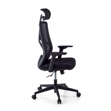 ergonomische bureaustoel zwart quick netstof mesh 3d verstelbare armleuningen lumbale steun hoofdsteun 6
