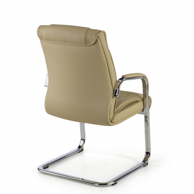 vergaderstoel beige sledeframe natuurlijk leer echt leder gestoffeerde armleuningen 5