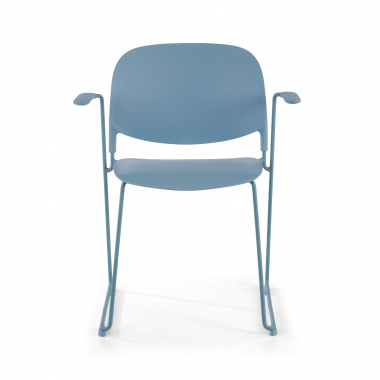vergaderstoel blauw met armen kunststof vaste armleuningen 3