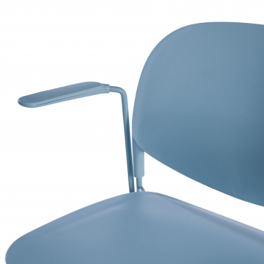 vergaderstoel blauw met armen kunststof vaste armleuningen 5