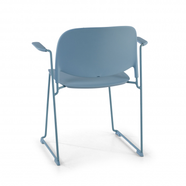vergaderstoel blauw met armen kunststof vaste armleuningen 7