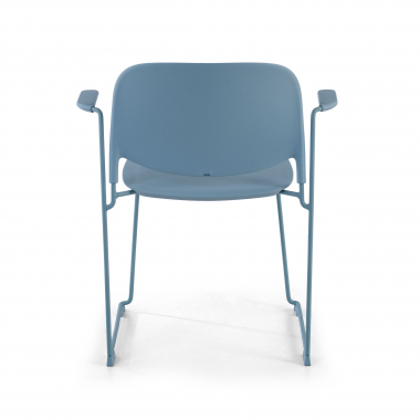 vergaderstoel blauw met armen kunststof vaste armleuningen 8