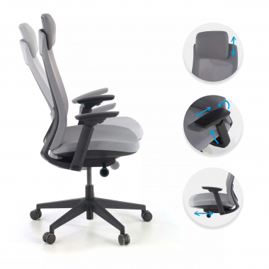 ergonomische bureaustoel grijs zwarte structuur stof 3d verstelbare armleuningen 3