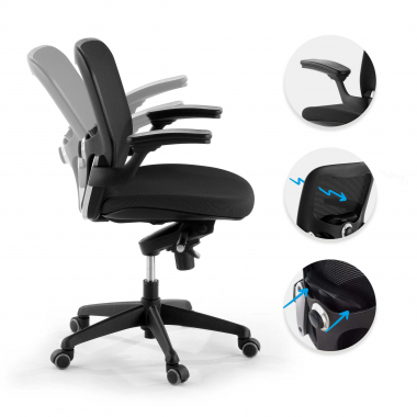 ergonomische bureaustoel zwart bureaustoel netstof mesh beweegbare armleuningen lumbale steun 3