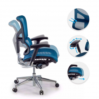ergonomische bureaustoel blauw next2 zonder hoofdsteun netstof mesh 4d verstelbare armleuningen dubbele lumbale steun 3