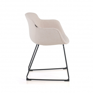 vergaderstoel zwart beige structuur sledeframe netstof mesh vaste armleuningen 5