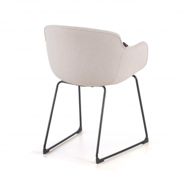 vergaderstoel zwart beige structuur sledeframe netstof mesh vaste armleuningen 6