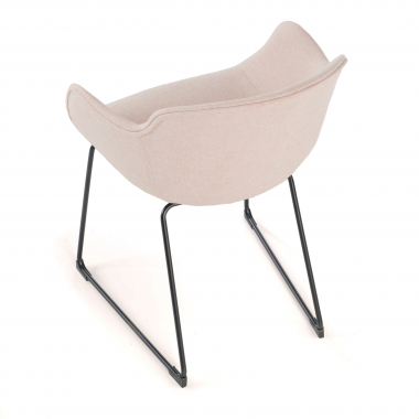 vergaderstoel zwart beige structuur sledeframe netstof mesh vaste armleuningen 7