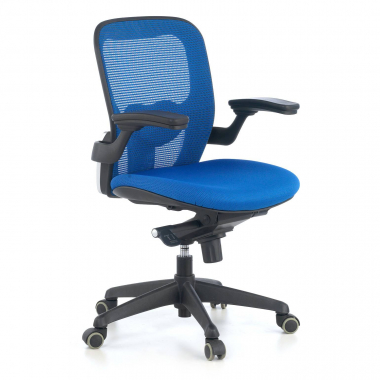 ergonomische bureaustoel blauw bureaustoel netstof mesh beweegbare armleuningen lumbale steun 1