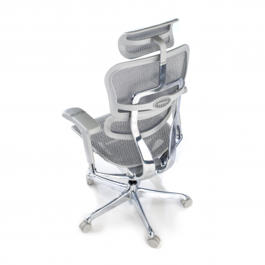 ergonomische bureaustoel wit grijs witte structuur net netstof mesh 5d verstelbare armleuningen hoofdsteun 9