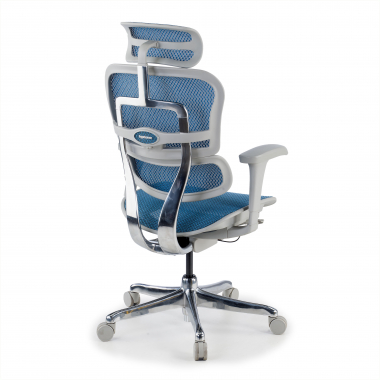 ergonomische bureaustoel wit blauw witte structuur net netstof mesh beweegbare armleuningen hoofdsteun 7