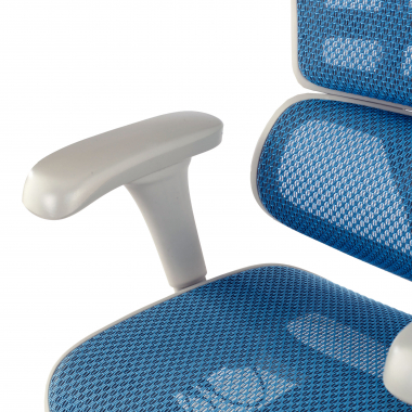 ergonomische bureaustoel wit blauw witte structuur net netstof mesh beweegbare armleuningen hoofdsteun 10