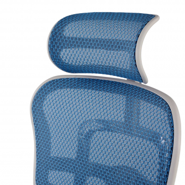 ergonomische bureaustoel wit blauw witte structuur net netstof mesh beweegbare armleuningen hoofdsteun 11