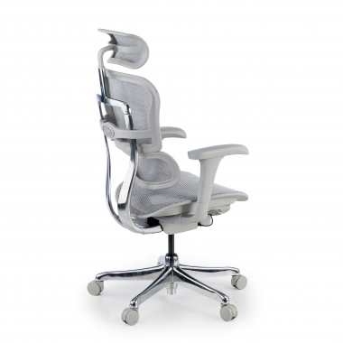ergonomische bureaustoel wit grijs witte structuur net netstof mesh beweegbare armleuningen hoofdsteun 6
