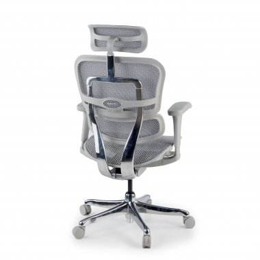 ergonomische bureaustoel wit grijs witte structuur net netstof mesh beweegbare armleuningen hoofdsteun 7