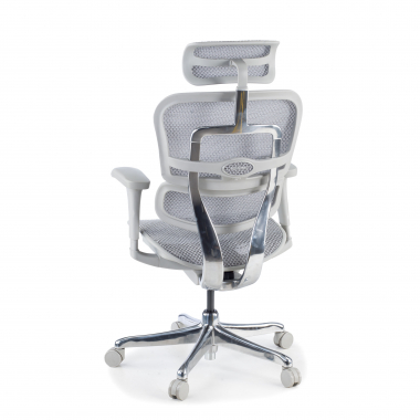 ergonomische bureaustoel wit grijs witte structuur net netstof mesh beweegbare armleuningen hoofdsteun 8