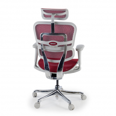ergonomische bureaustoel wit rood witte structuur net netstof mesh beweegbare armleuningen hoofdsteun 8