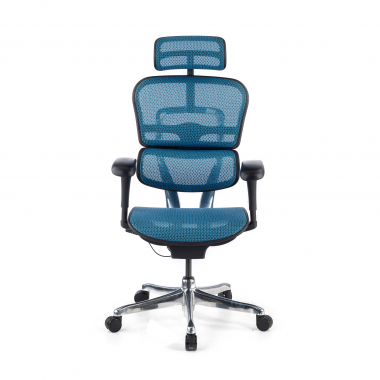 ergonomische bureaustoel blauw zwarte structuur net netstof mesh beweegbare armleuningen hoofdsteun 5