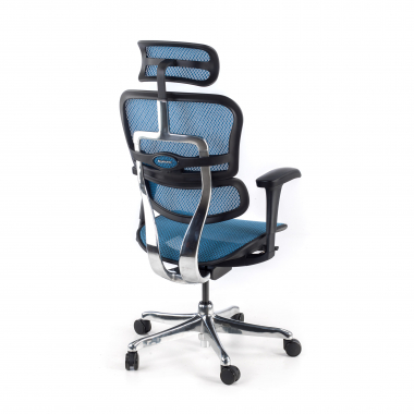 ergonomische bureaustoel blauw zwarte structuur net netstof mesh beweegbare armleuningen hoofdsteun 6