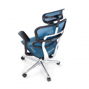 ergonomische bureaustoel blauw zwarte structuur net netstof mesh beweegbare armleuningen hoofdsteun 8