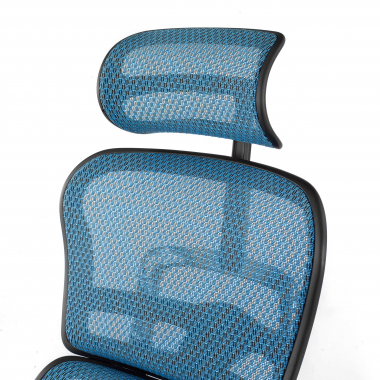 ergonomische bureaustoel blauw zwarte structuur net netstof mesh beweegbare armleuningen hoofdsteun 9