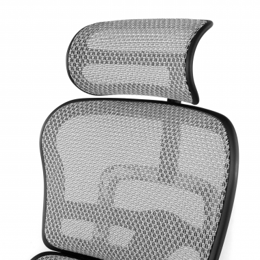 ergonomische bureaustoel grijs zwarte structuur net netstof mesh beweegbare armleuningen hoofdsteun 9