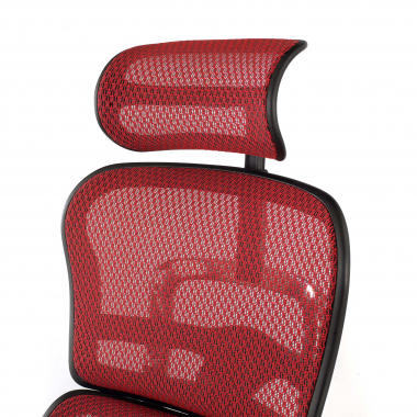 ergonomische bureaustoel rood zwarte structuur net netstof mesh beweegbare armleuningen hoofdsteun 9