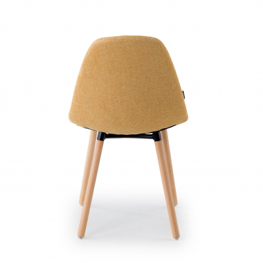 scandinavische stoel geel houten poten stof zonder armleuningen 7