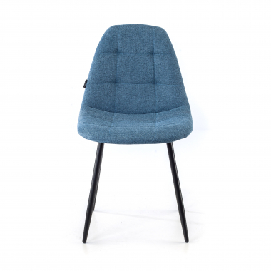 scandinavische stoel blauw metalen poten stof zonder armleuningen 3