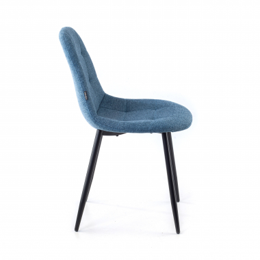 scandinavische stoel blauw metalen poten stof zonder armleuningen 4