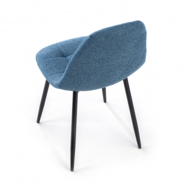 scandinavische stoel blauw metalen poten stof zonder armleuningen 5
