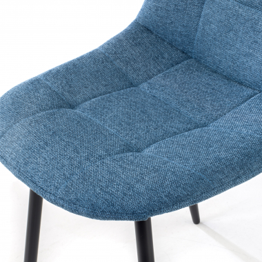 scandinavische stoel blauw metalen poten stof zonder armleuningen 6