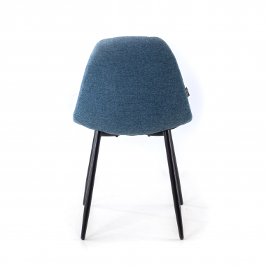 scandinavische stoel blauw metalen poten stof zonder armleuningen 7