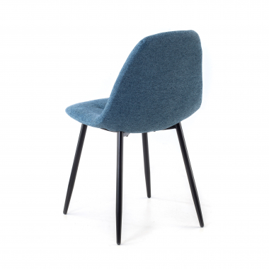 scandinavische stoel blauw metalen poten stof zonder armleuningen 9