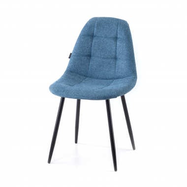 scandinavische stoel blauw metalen poten stof zonder armleuningen 8