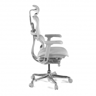 ergonomische bureaustoel wit grijs witte structuur net netstof mesh 5d verstelbare armleuningen hoofdsteun 6