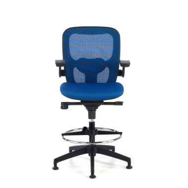 ergonomische kruk blauw bureauhocker netstof mesh vaste armleuningen 4