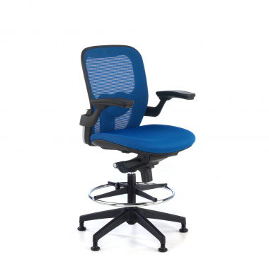 ergonomische kruk blauw bureauhocker netstof mesh vaste armleuningen 5